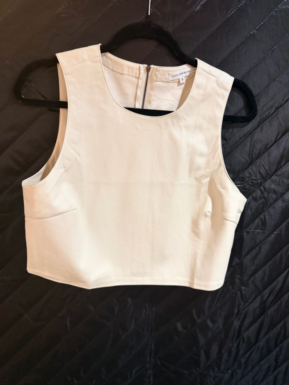 Good American Cream Faux Leather Tank Top NWT
